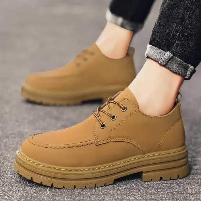 Herren Schnürschuhe – Klassisch, Einfarbig, Modisch, Hochwertiges PU-Leder, Bequeme Freizeitschuhe - Image 4