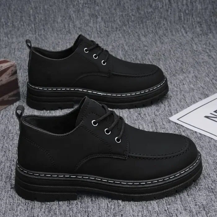 Herren Schnürschuhe – Klassisch, Einfarbig, Modisch, Hochwertiges PU-Leder, Bequeme Freizeitschuhe - Image 3