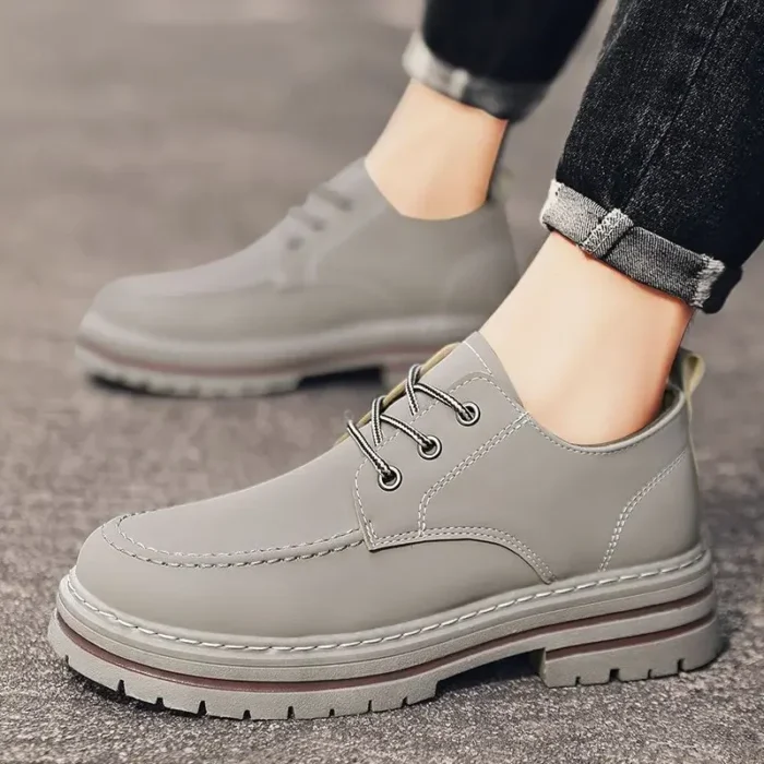 Herren Schnürschuhe – Klassisch, Einfarbig, Modisch, Hochwertiges PU-Leder, Bequeme Freizeitschuhe - Image 5