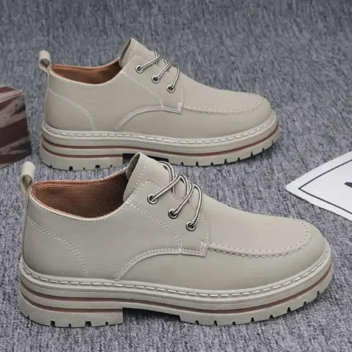 Herren Schnürschuhe – Klassisch, Einfarbig, Modisch, Hochwertiges PU-Leder, Bequeme Freizeitschuhe - Image 2