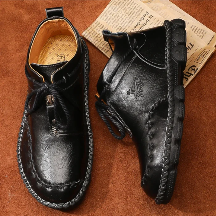 Herren Echtleder Stiefeletten – Luxus, Komfortabel, Modisch mit Reißverschluss, Ideal für Motorrad & Freizeit - Image 2